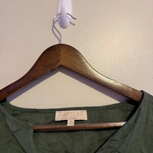 FARMERS MARKET Women's M Olive Green Ruffle Sleeve Long Sleeve Top Boho Indie